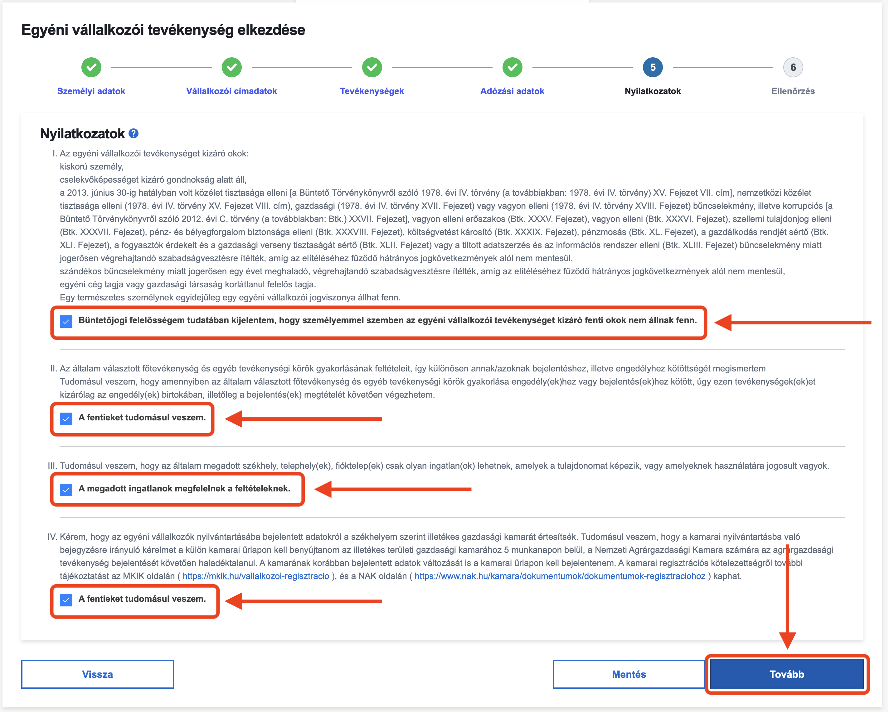 Nyilatkozatok elfogadása