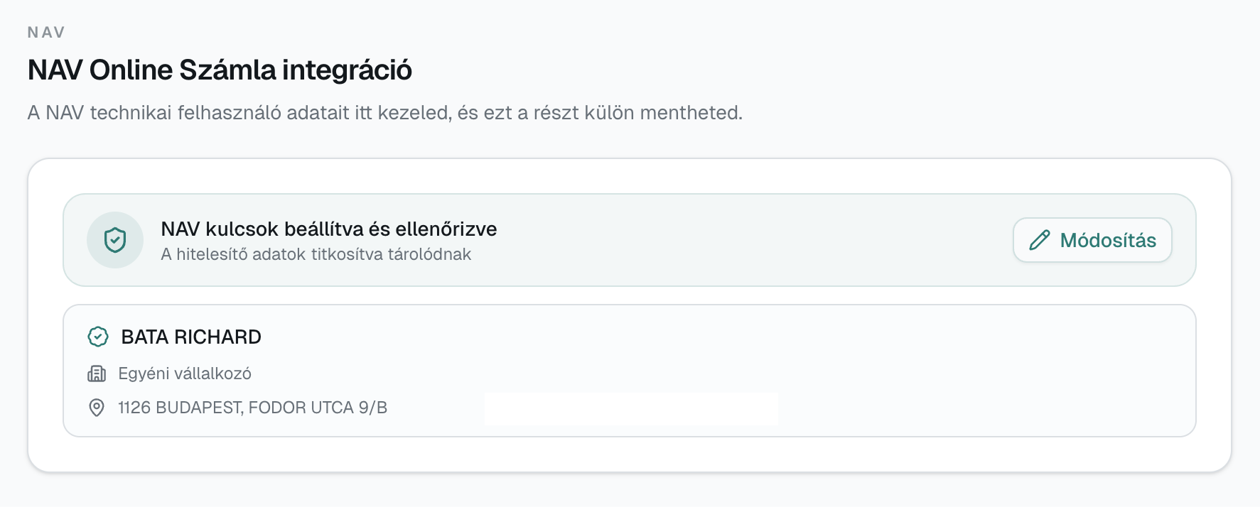 Taxo NAV Online Számla integráció
