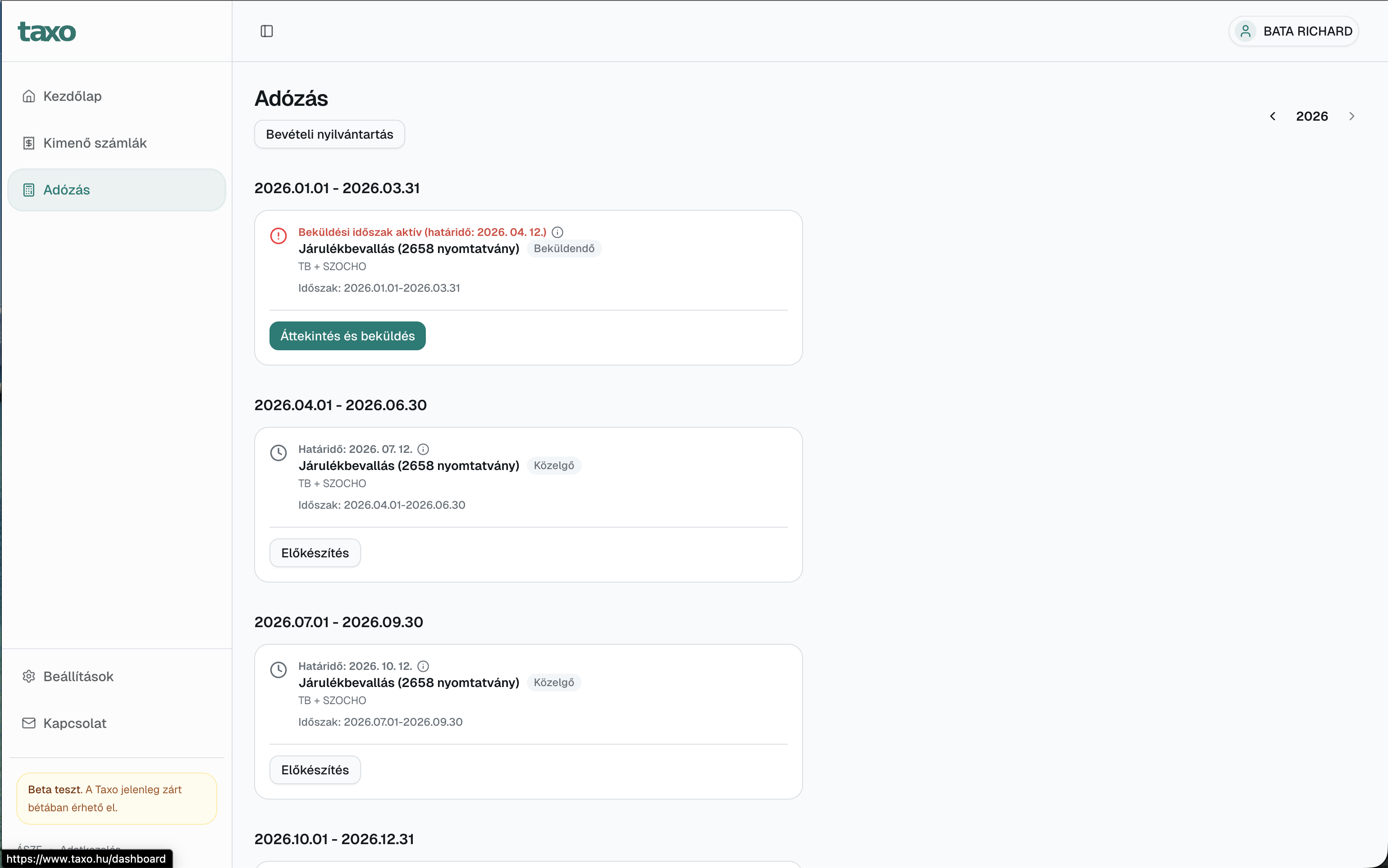 Taxo adózási áttekintő